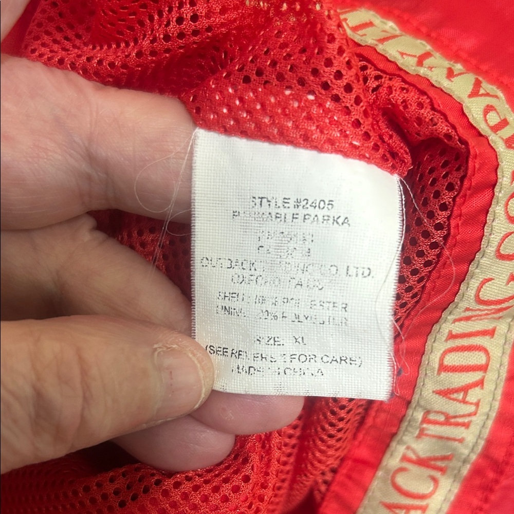 Outback Trading Com Red Packable Parka Jacket Size XL - Picture 6 of 6